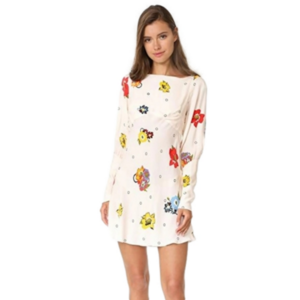 FREE PEOPLE FLORAL IVORY MINI DRESS SIZE 4